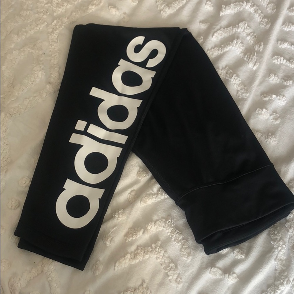 Adidas Climate Black Leggings (White Logo)